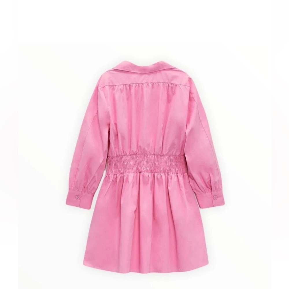 Zara * Pink Short Poplin Dress Long Sleeve Womens Size Small - Picture 6 of 6